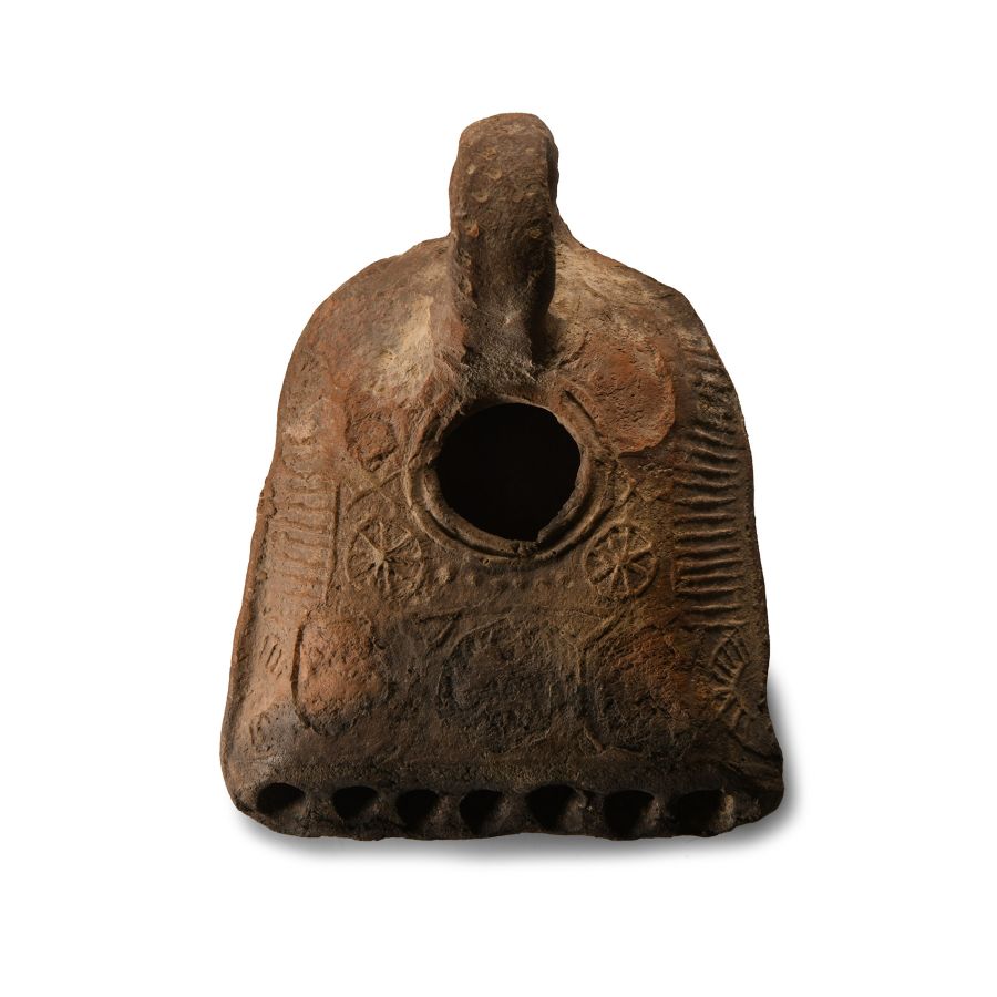 Romano-Jewish Terracotta Oil Lamp with Seven Spouts