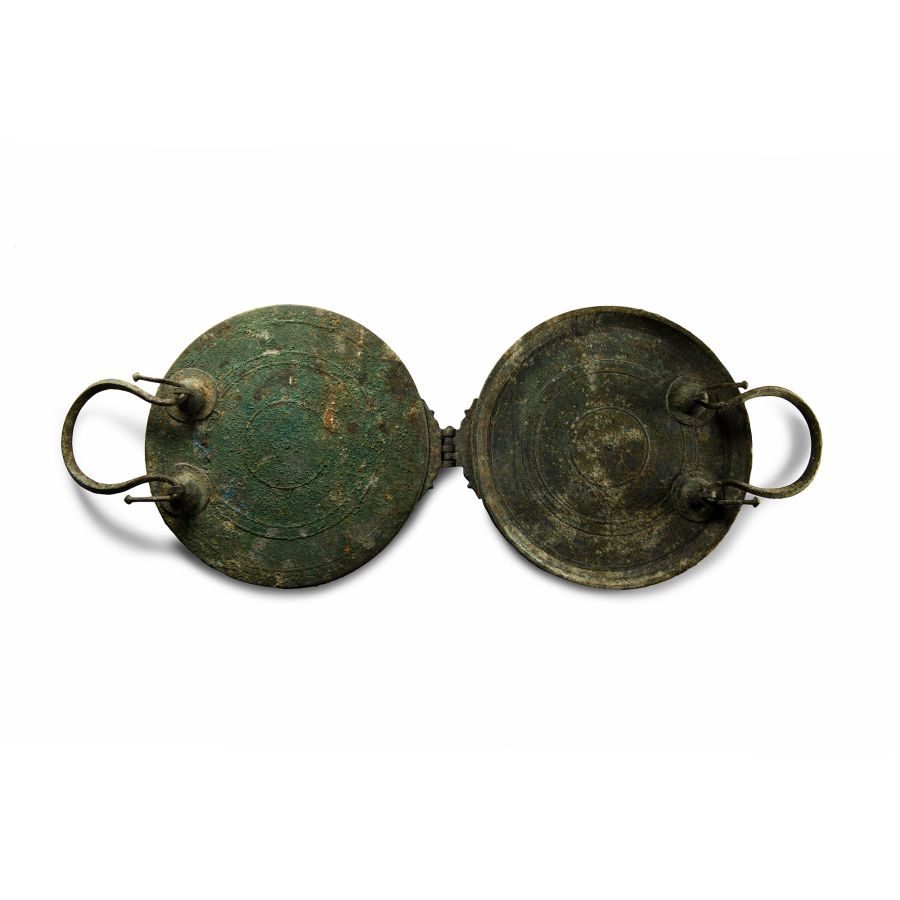 Greek Bronze Folding Travelling Mirror