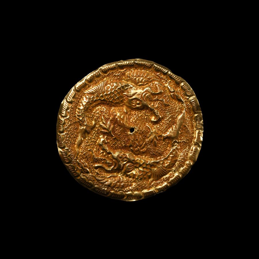 Chinese Ming Repousse Gold Disc