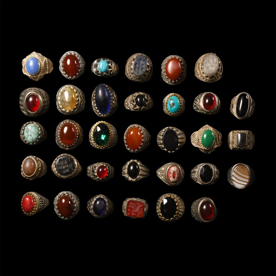 Tribal Metal and Stone Ring Group