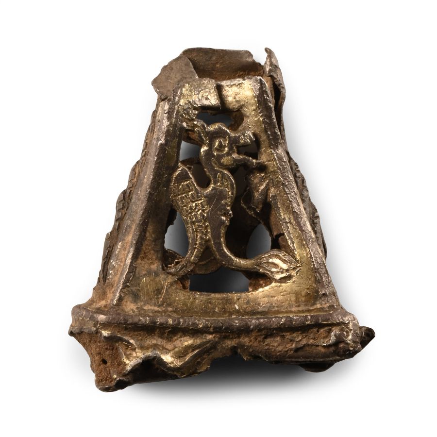 Norman Silver-Gilt Mount with Animals