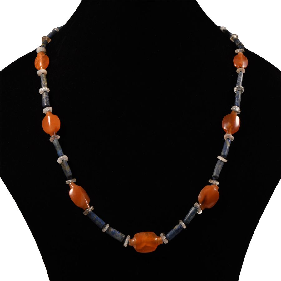 Western Asiatic Lapis Lazuli and Carnelian Bead Necklace