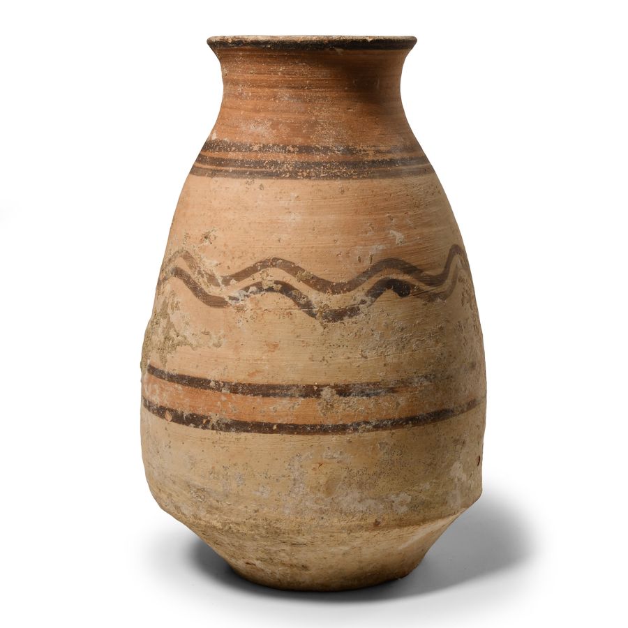 Large Indus Valley Terracotta Jar with River Pattern