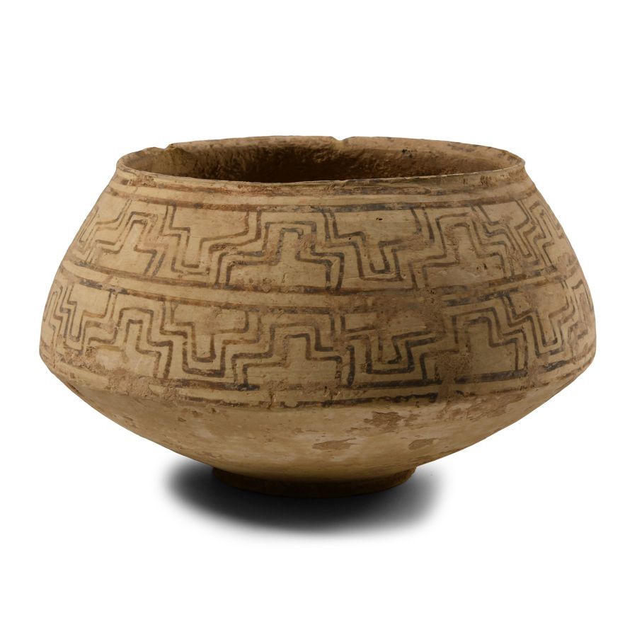 Large Indus Valley Terracotta Jar with Meander Pattern