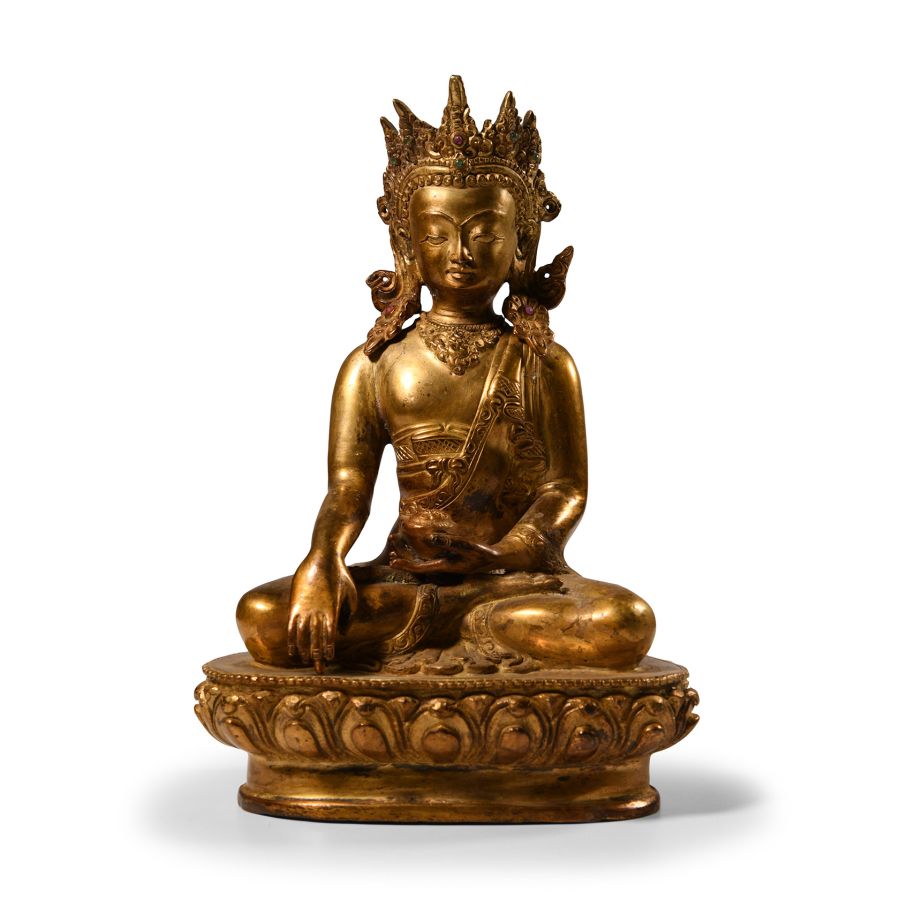 Sino-Tibetan Gilt Bronze Buddha Statue