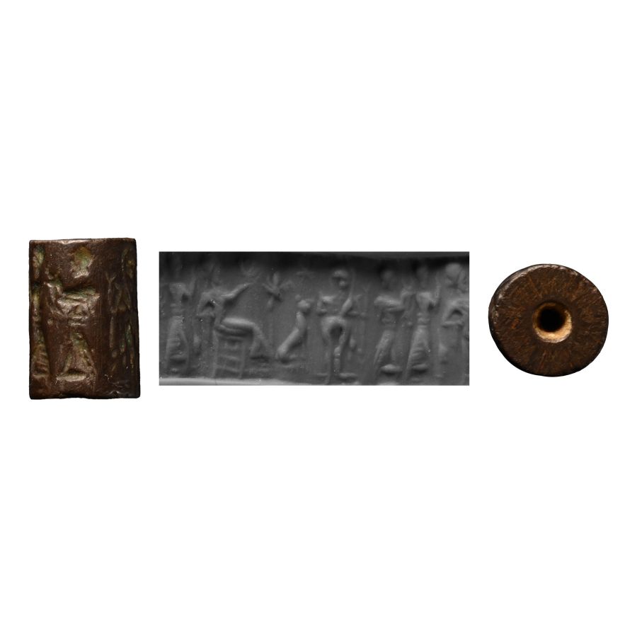 Western Asiatic Haematite Cylinder Seal with Presentation Scene
