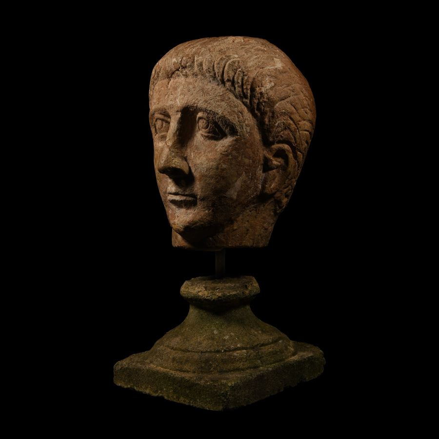 Over Life-Size Gallo-Roman Limestone Head of an Athlete