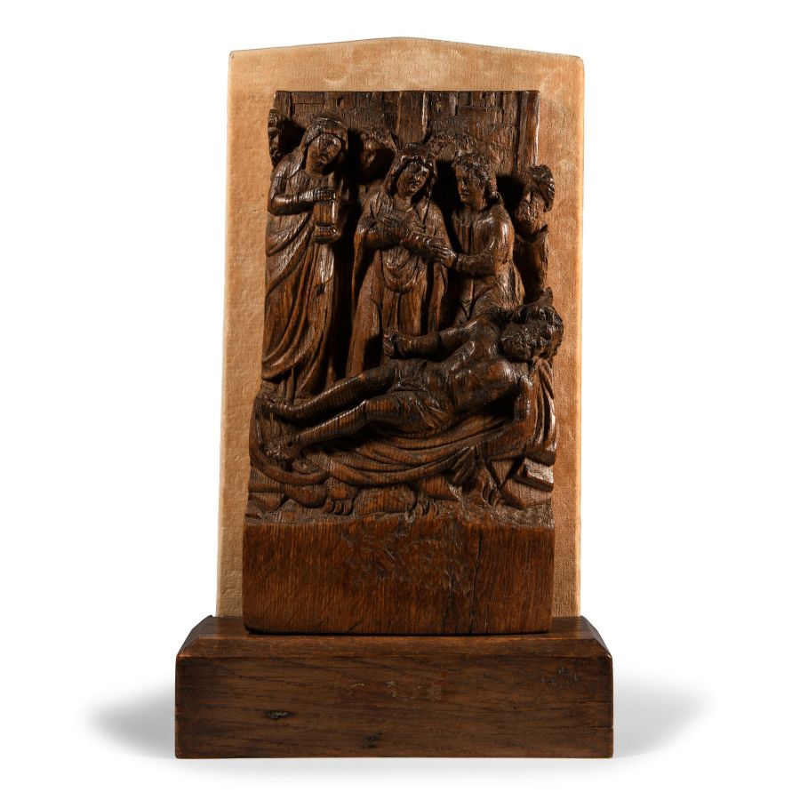Flemish Oak Altar Fragment Depicting the Lamentation