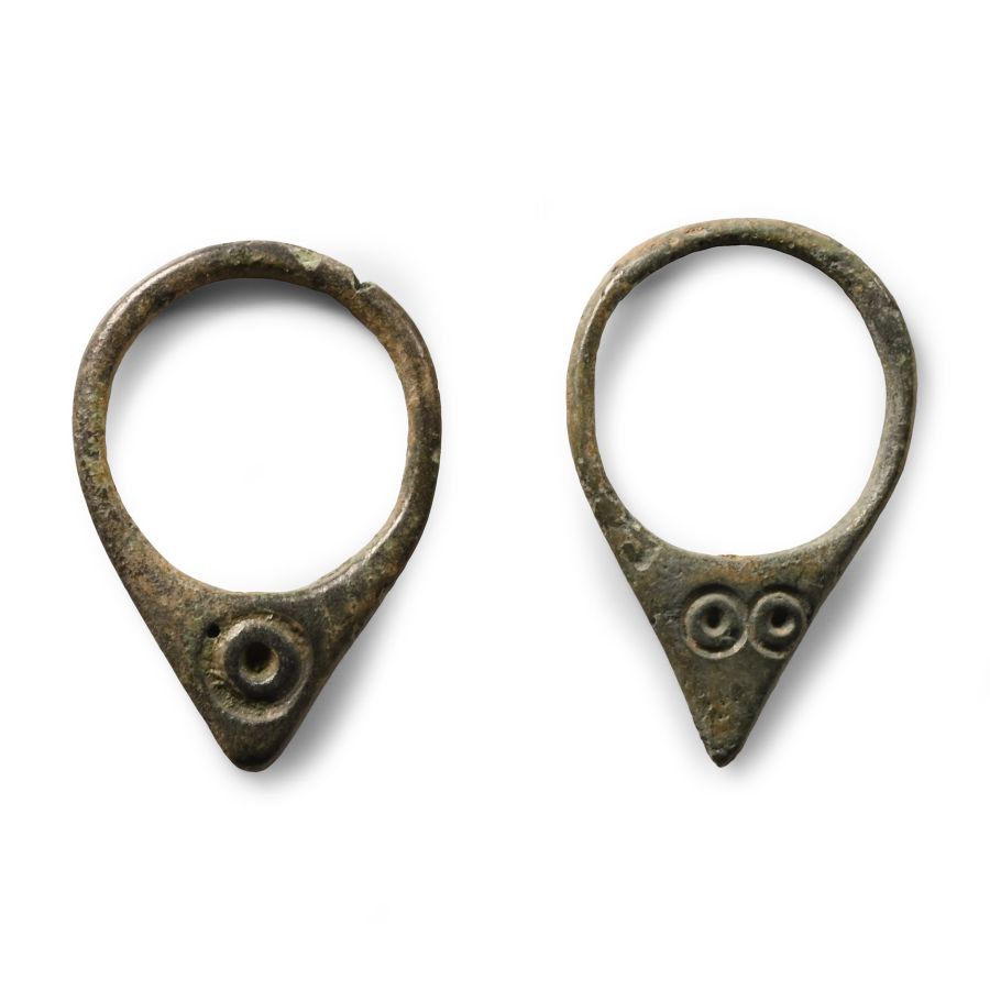 Western Asiatic Bronze Ring Pendant Pair