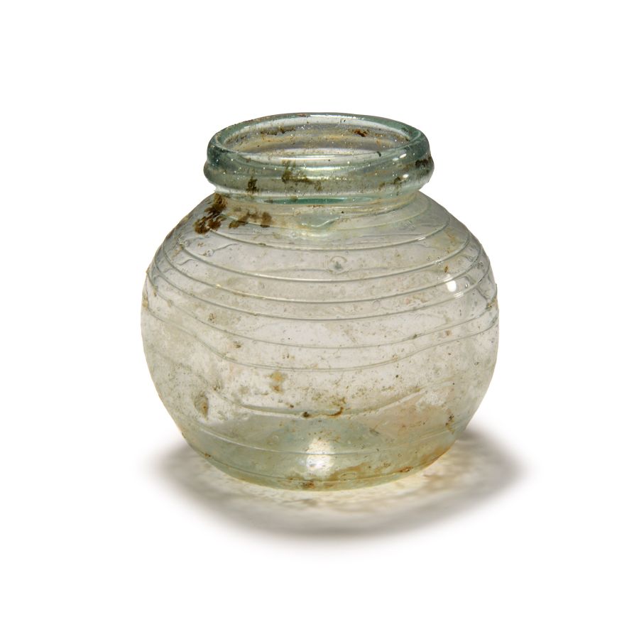 Roman Dimpled Glass Jar with Trails