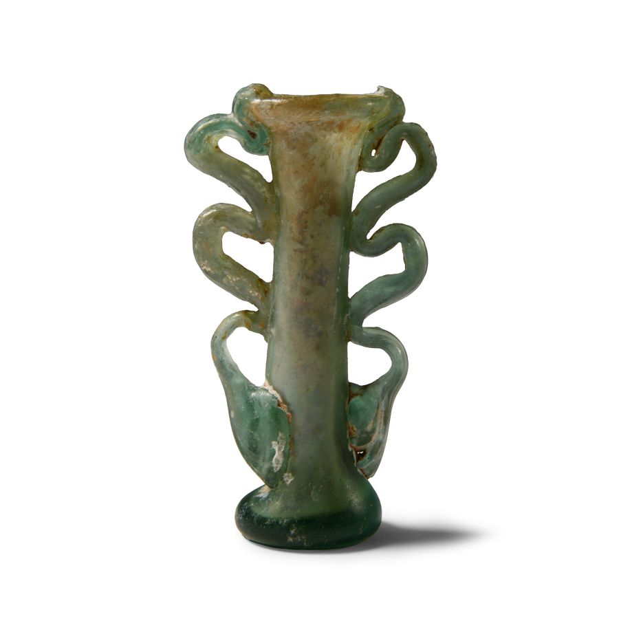 Roman Glass Unguentarium with Waves