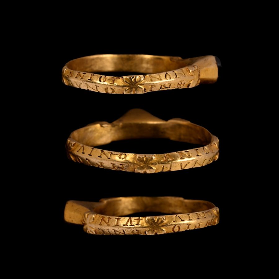 'The Drayton' Medieval Gold Ring with Magical Inscription