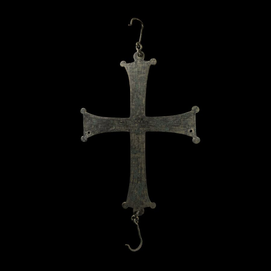 Huge Byzantine Hanging Bronze Lobed Cross