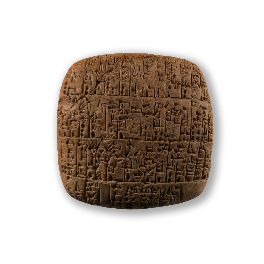 Early Dynastic Terracotta Cuneiform Administrative Tablet Recording Livestock and their Owners