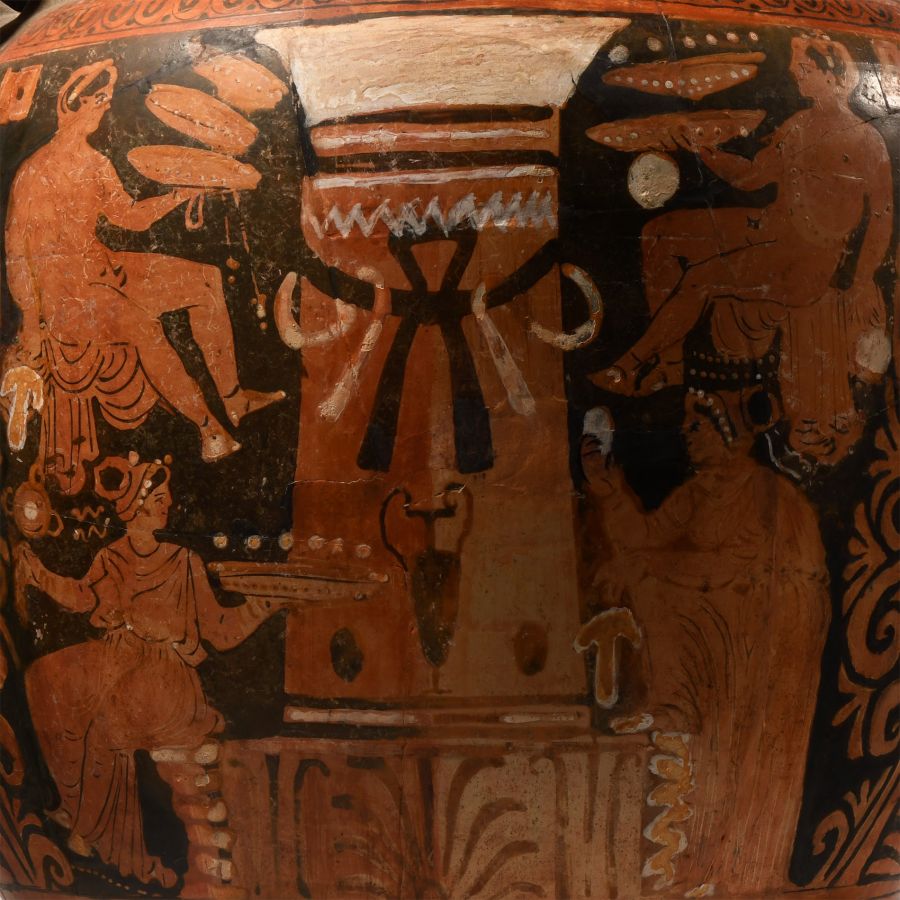 Monumental Apulian Red-Figure Volute Krater Attributed to the Licurgus Painter
