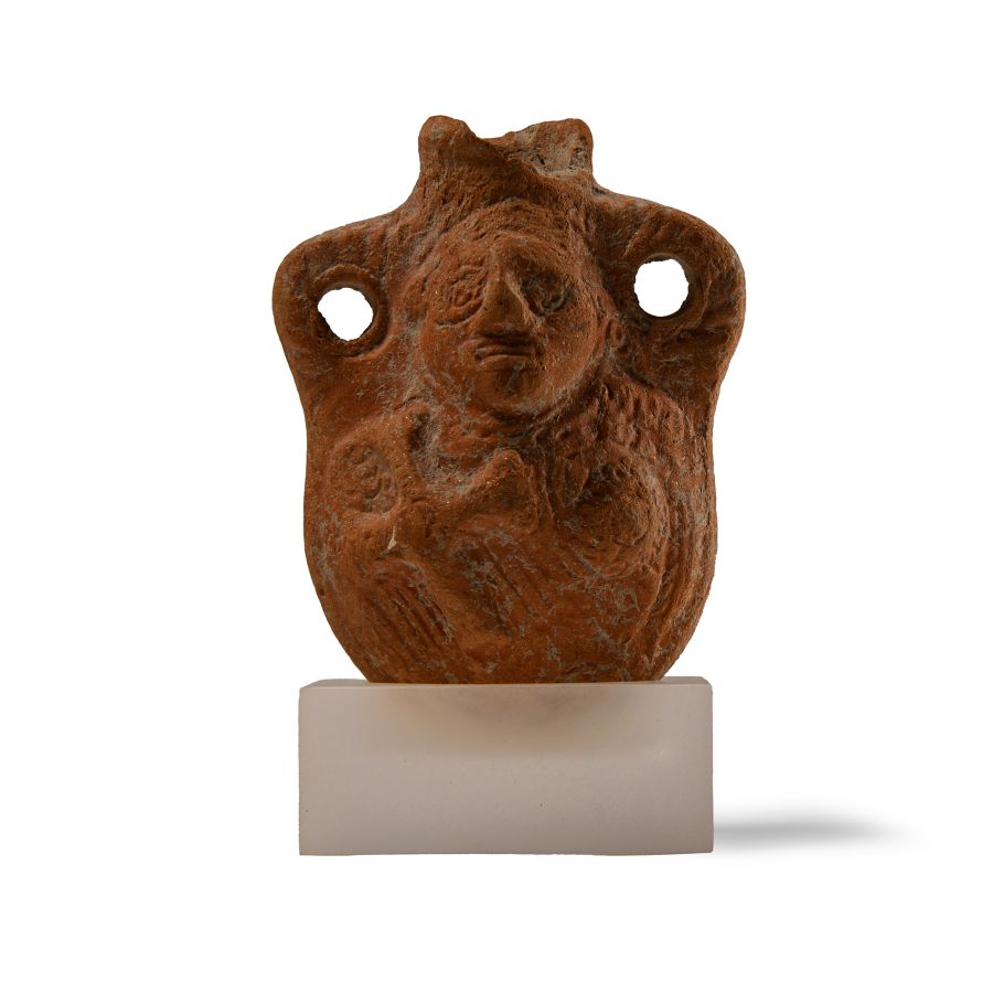 Byzantine Terracotta Pilgrim Flask with a Saint