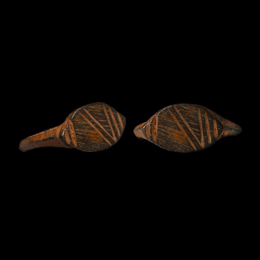 Medieval Bronze Ring with Linear Design