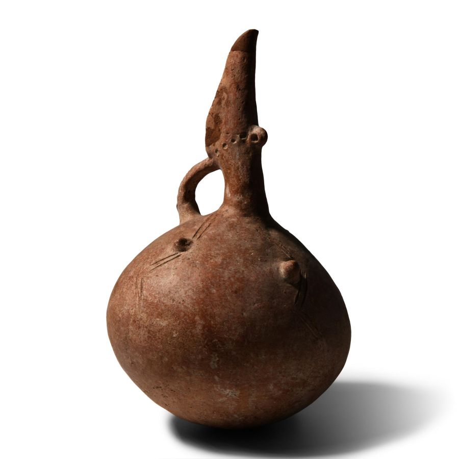 Cypriot Round-Bottomed Spouted Terracotta Jug