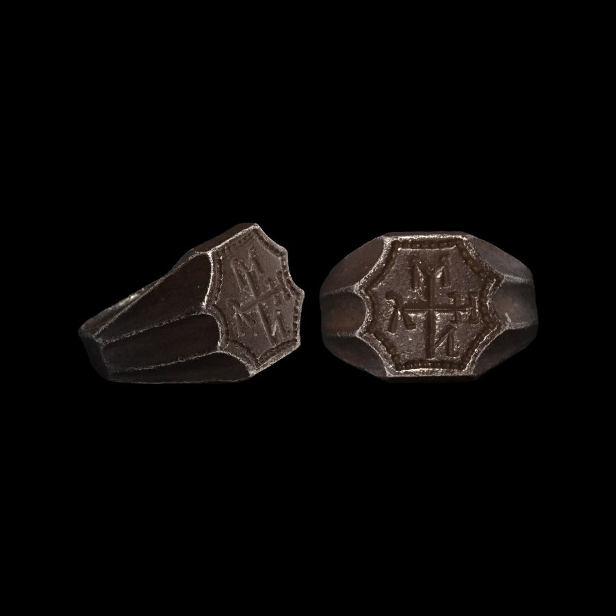 Silver Merchants Ring with Monogram
