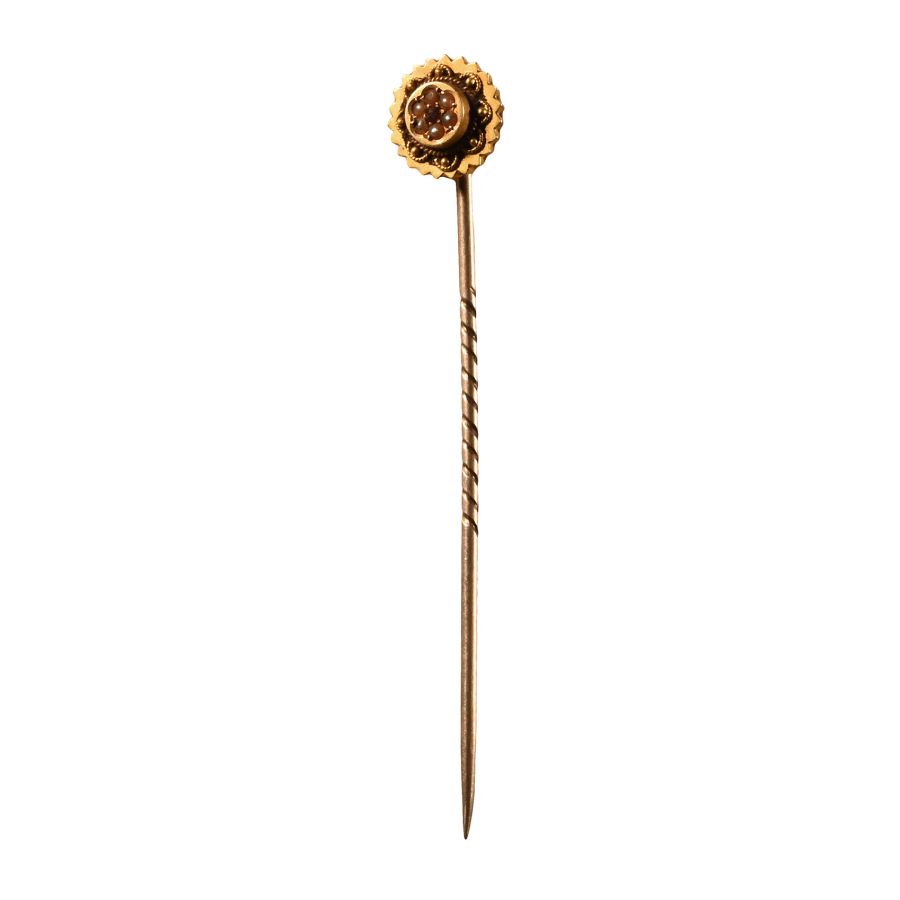 Tie Pin with Gold Finial with Pearls