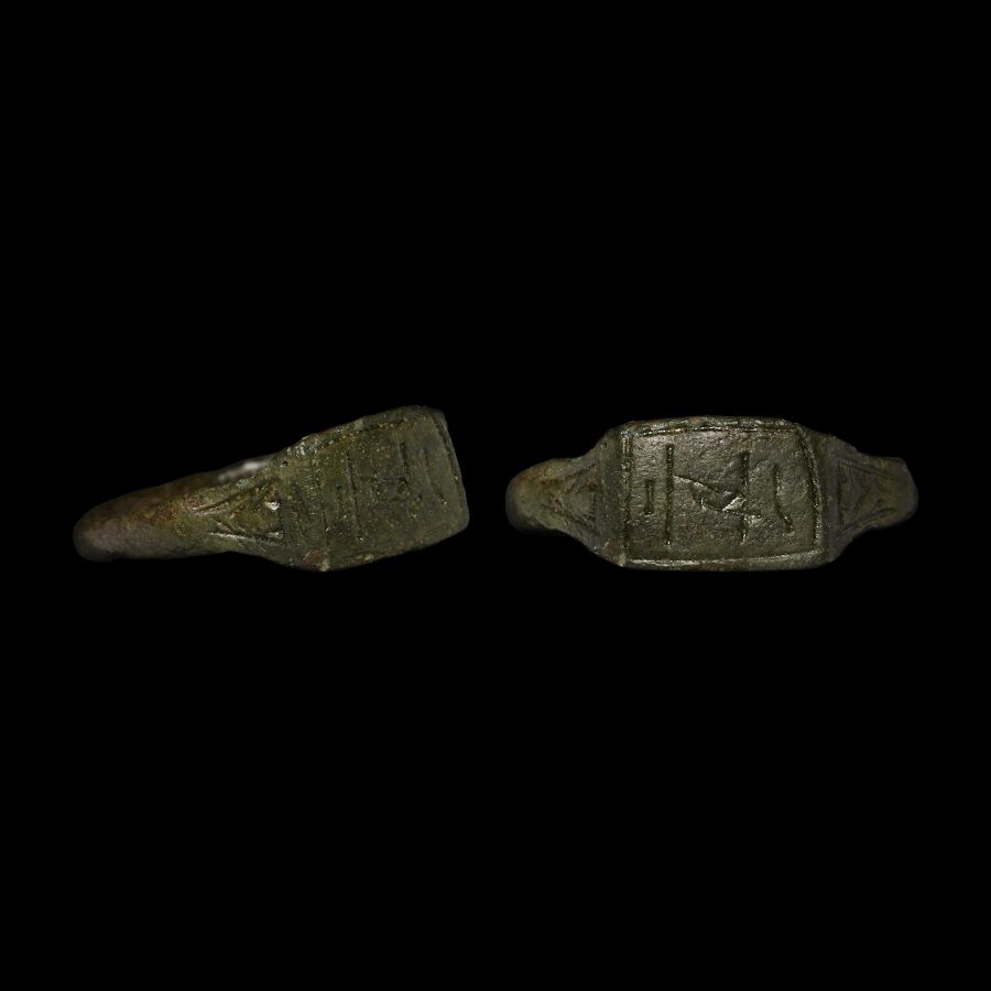 Medieval Bronze Ring with 'IHS' Motif