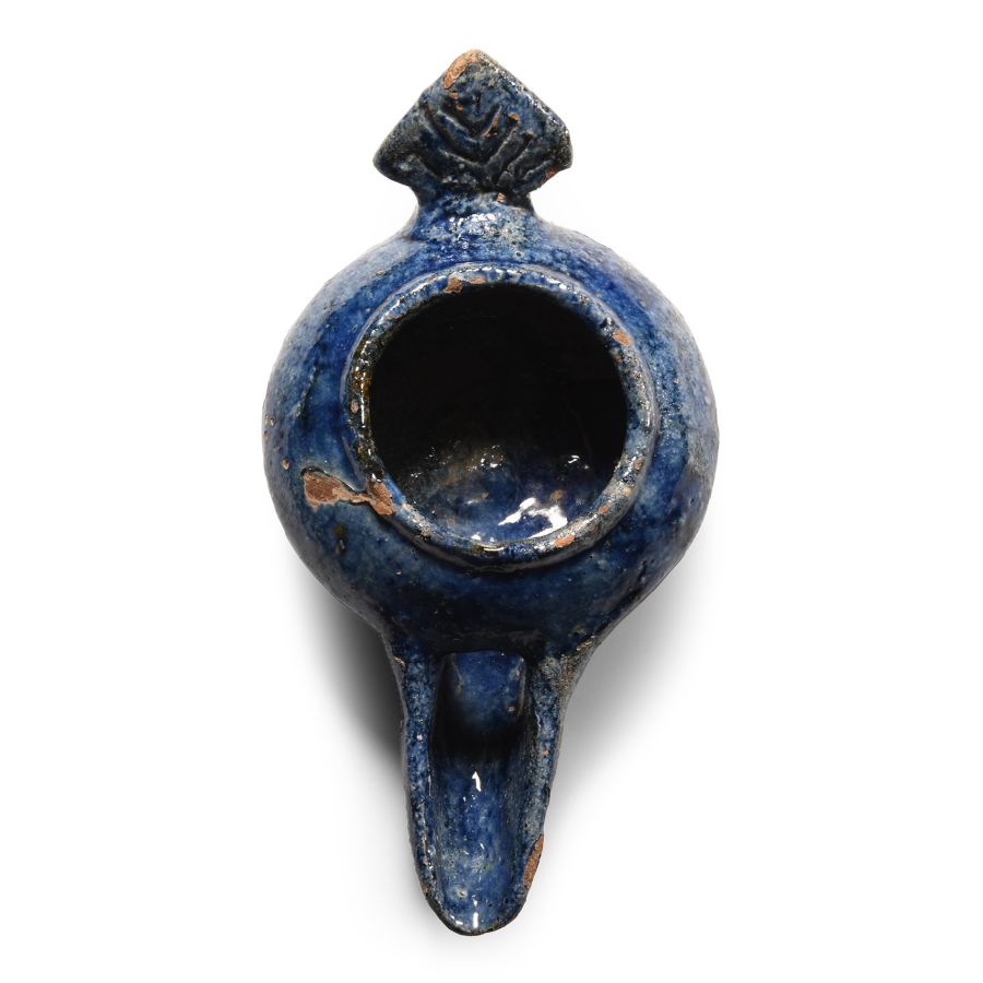 Seljuk Style Blue-Glazed Oil Lamp