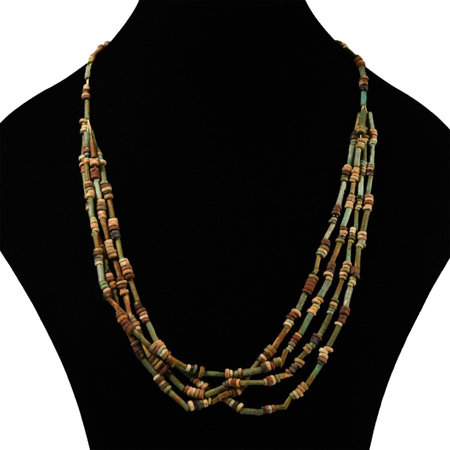 Egyptian Multi-Stranded Mummy Bead Necklace