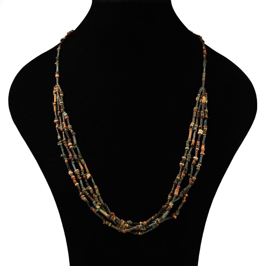 Egyptian Multi-Stranded Mummy Bead Necklace