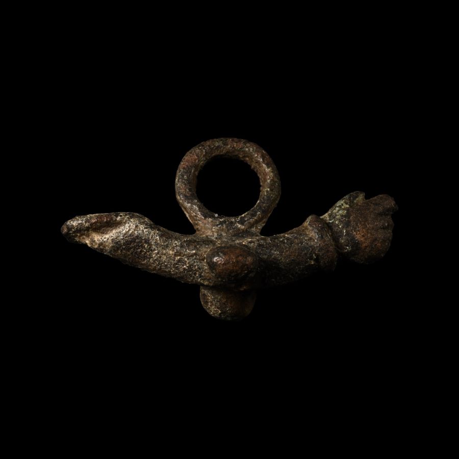 Roman Bronze Double Phallic Pendant