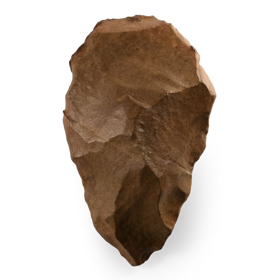 Large Stone Age Knapped Brown Stone Axehead