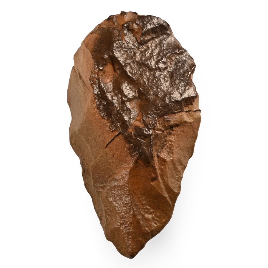 Large Stone Age Knapped Brown Stone Axehead
