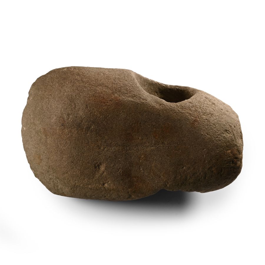 Large Stone Age Polished Grey Stone Pierced Axehead