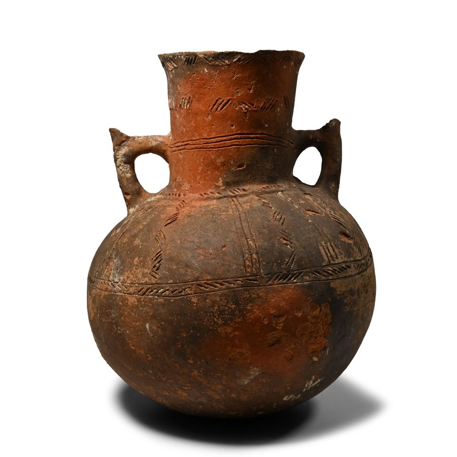 Cypriot Decorated Red Burnished Ware Amphora-Shaped Vessel
