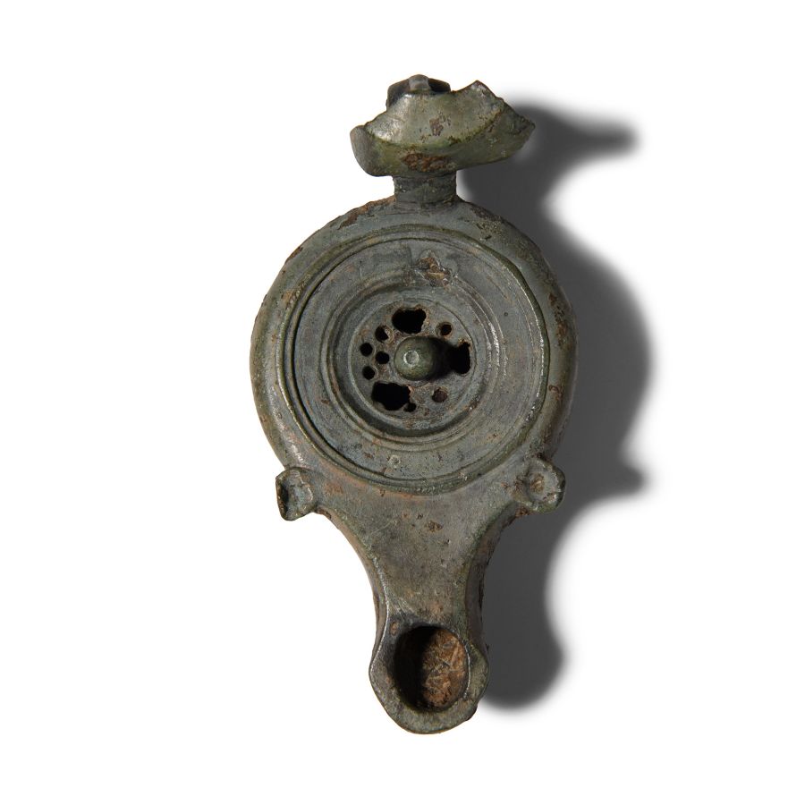 Large Roman Bronze Oil Lamp