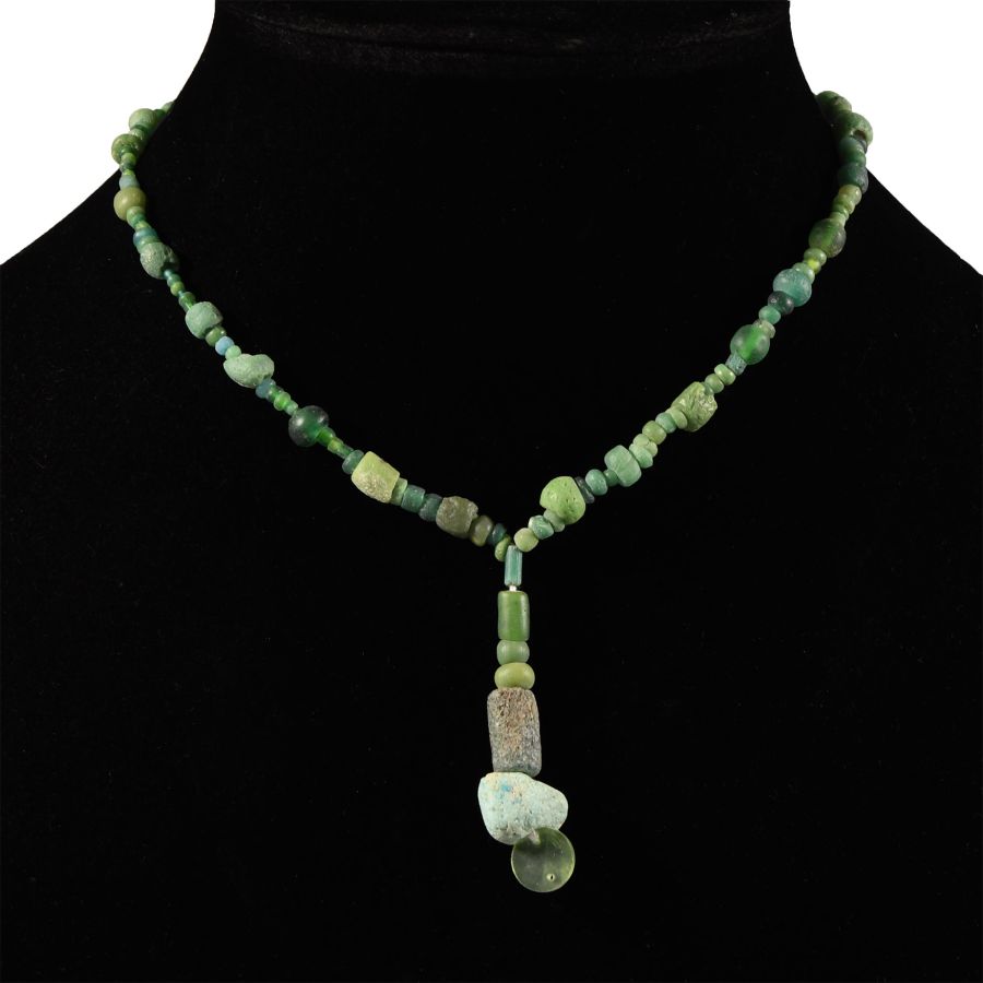 Roman Green Glass Bead Necklace String