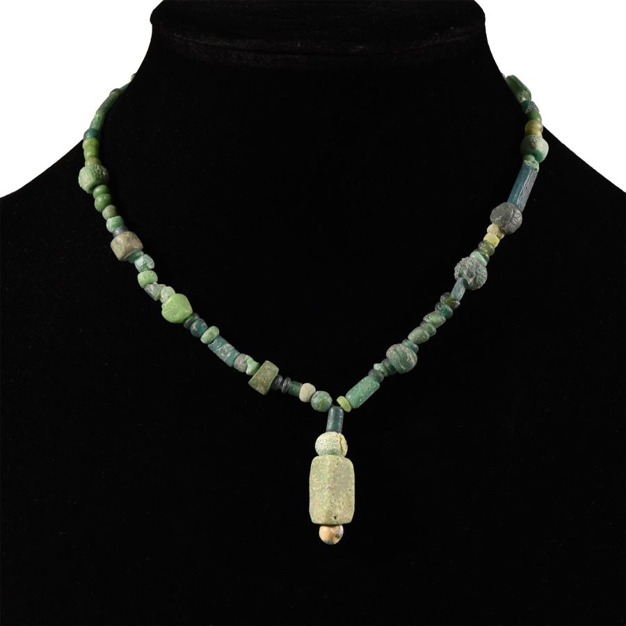 Roman Green Glass Bead Necklace String