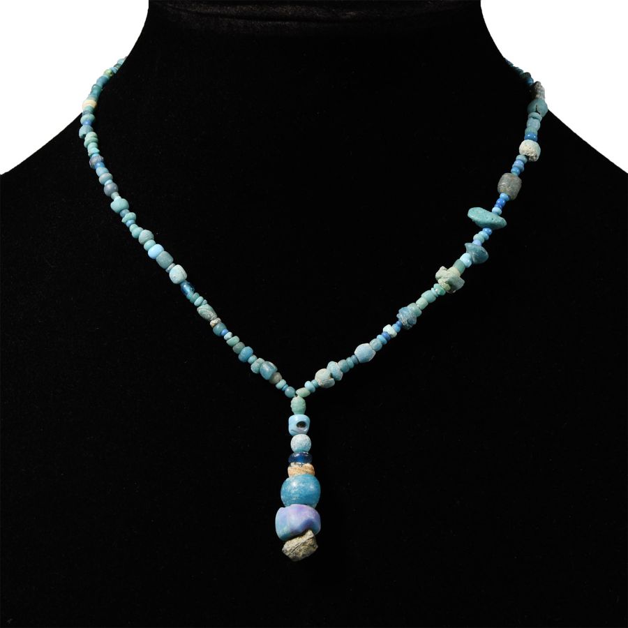 Achaemenid and Other Pale Blue Bead Necklace String