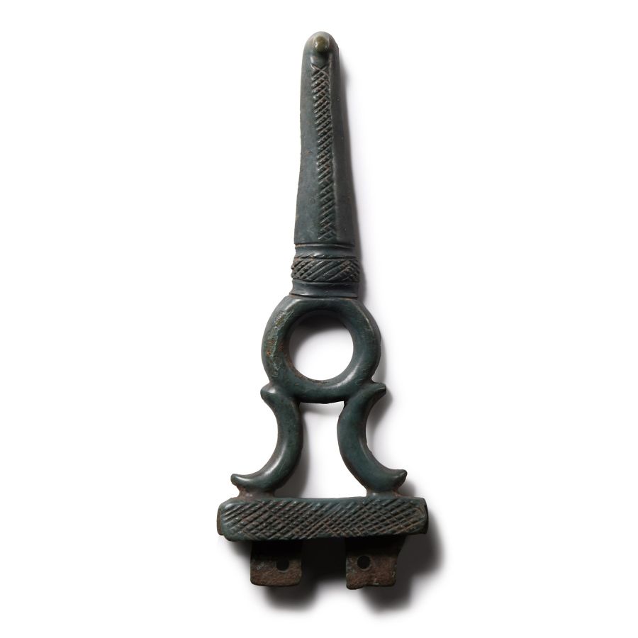 Iron Age Celtic Bronze Handle with Crescents