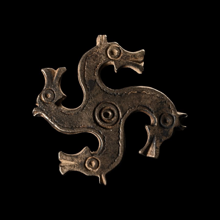 Roman Silver Horse Head Whorl Brooch
