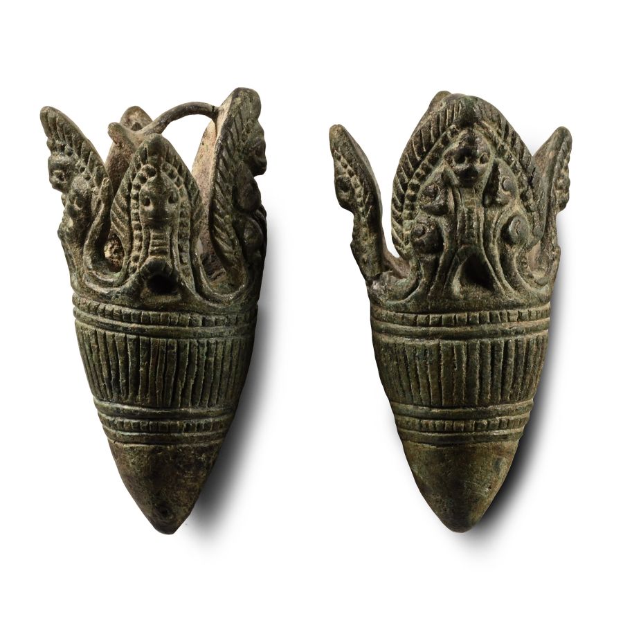 South East Asian Khmer Bronze Temple Ring Pair
