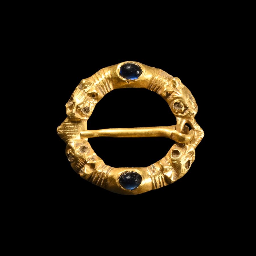 Medieval 'Published' Jewelled Gold Zoomorphic Annular Brooch