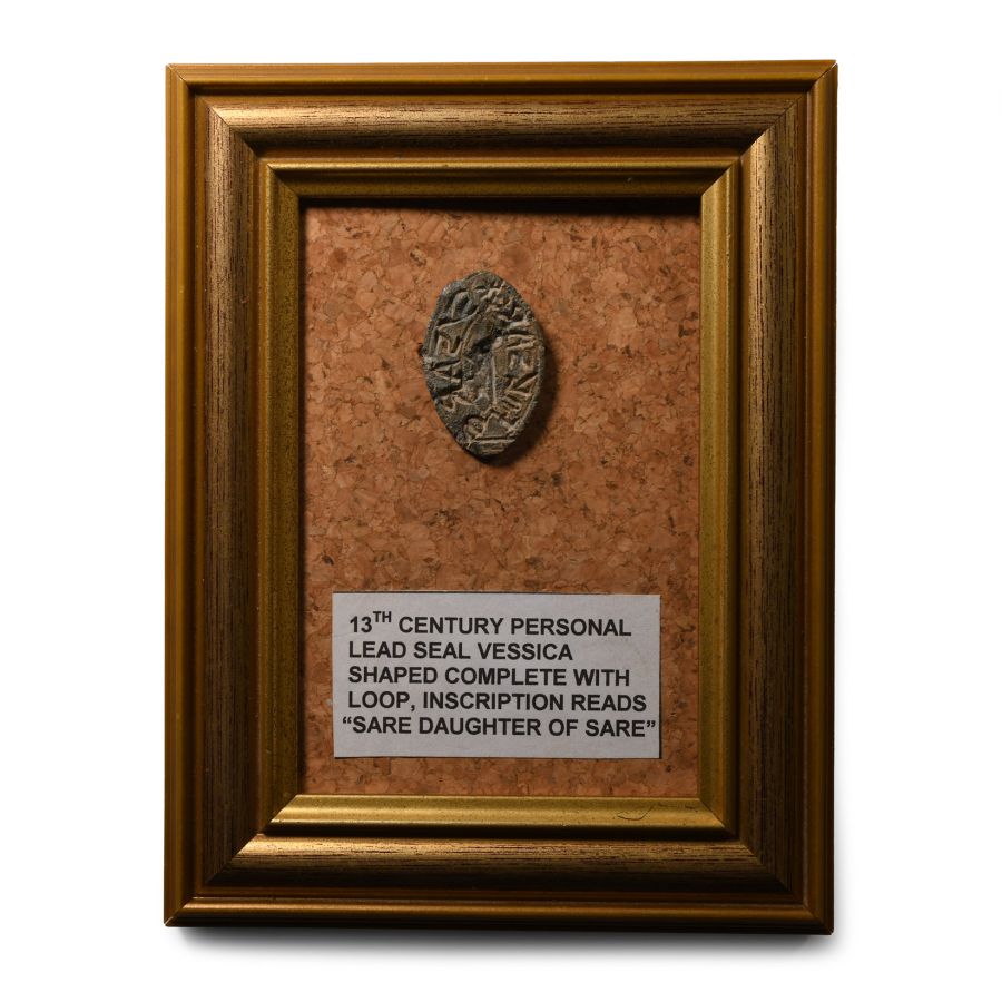 Framed Medieval Lead Seal Matrix of Sare Daughter of Sare