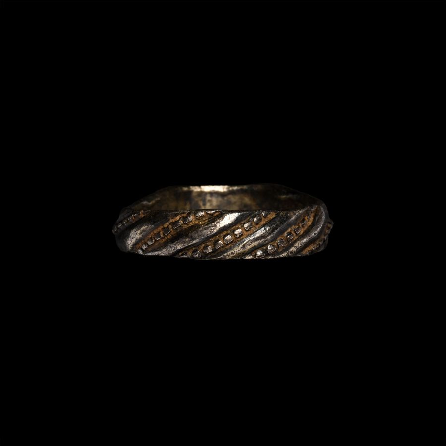 Medieval Silver Gilt Iconographic Ring with Saints