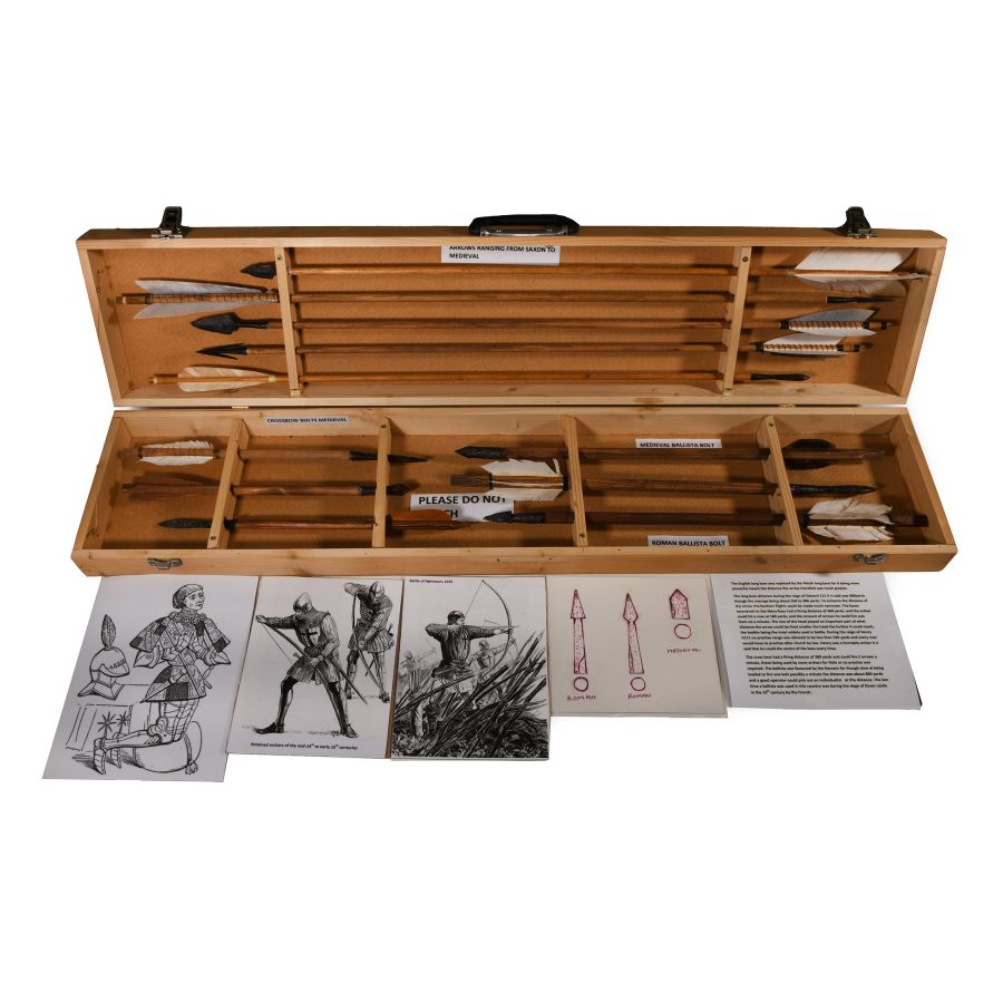 Cased Roman to Medieval Arrow Teaching Aid Collection