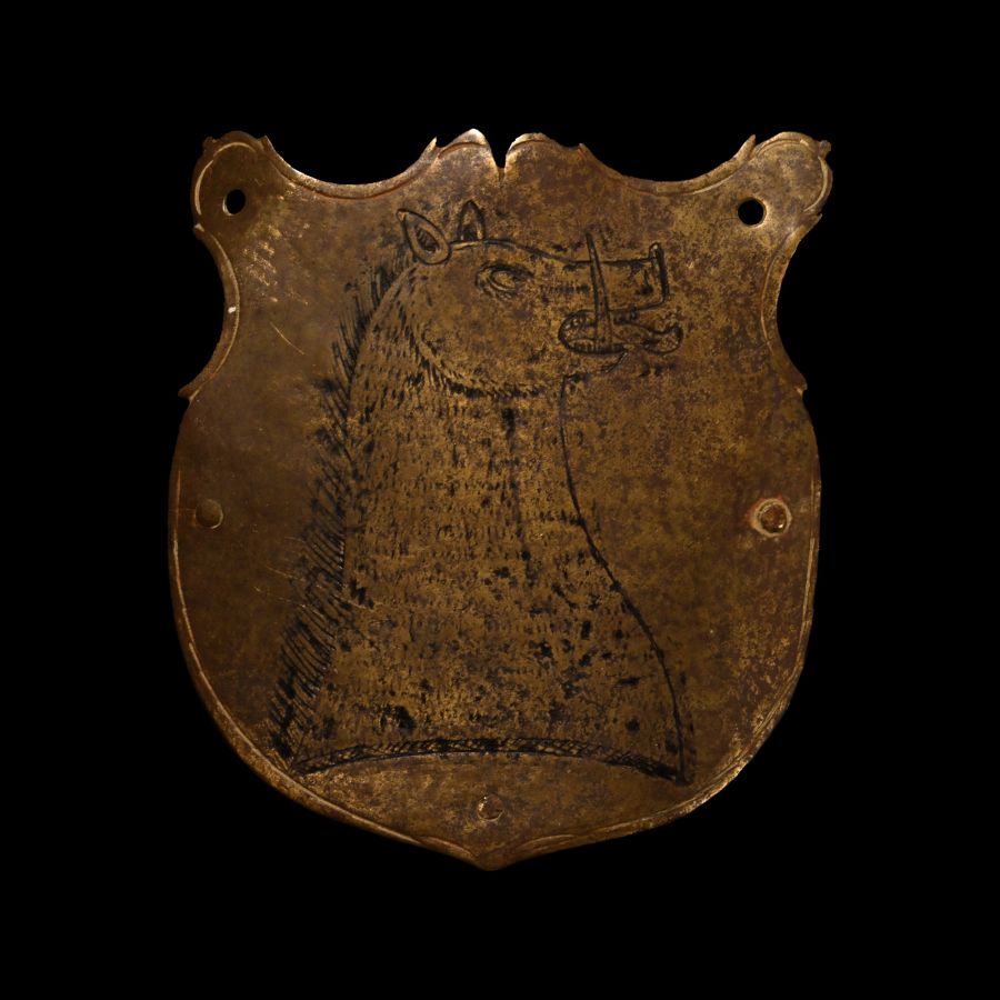 Post Medieval Bronze Hunting Badge with Boar's Head