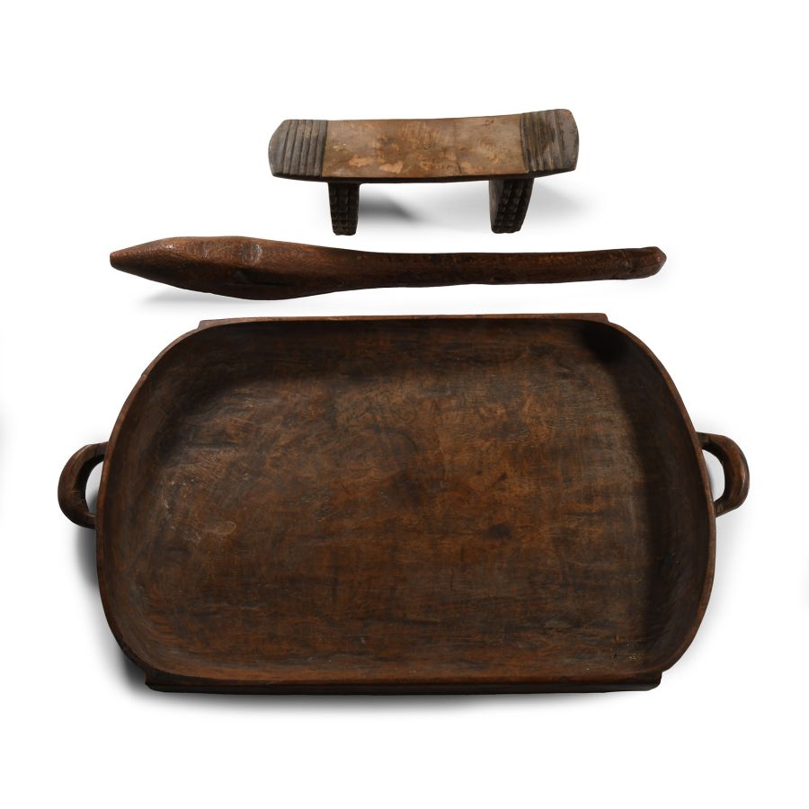 African Wood Tray, Club and Headrest Group