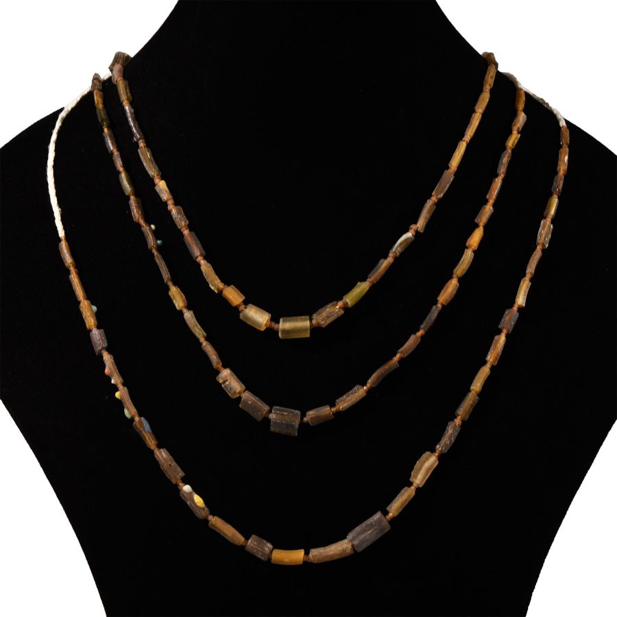 Roman Amber Coloured Glass Bead Necklace Group