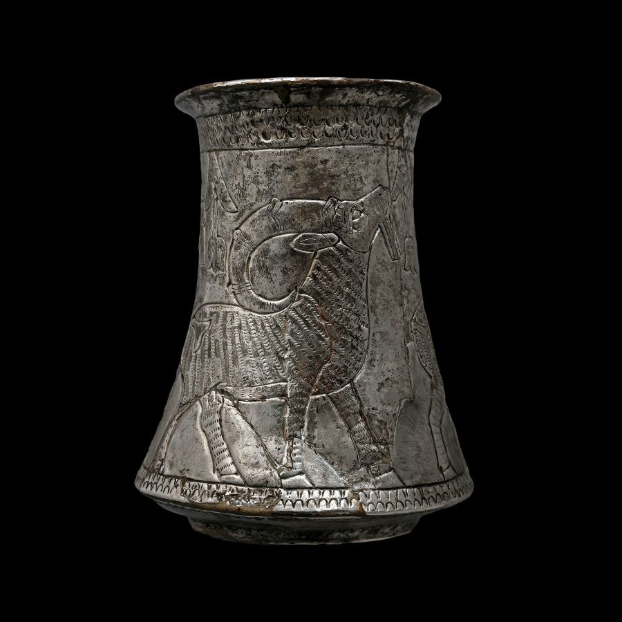 Elamite Silver Beaker with Three Ibexes