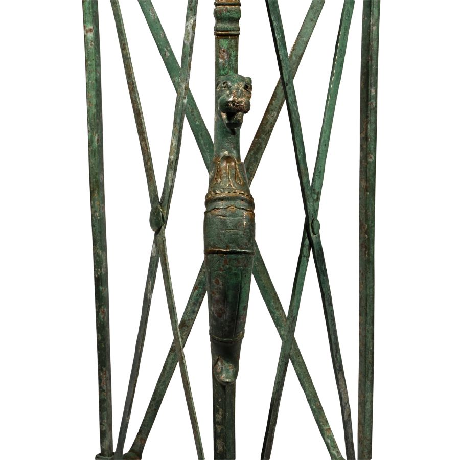 Roman Bronze Folding Tripod Table with Busts of Bacchus and Panther
