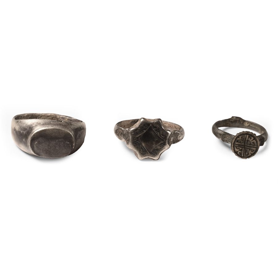 Medieval Period Decorated Silver Ring Group